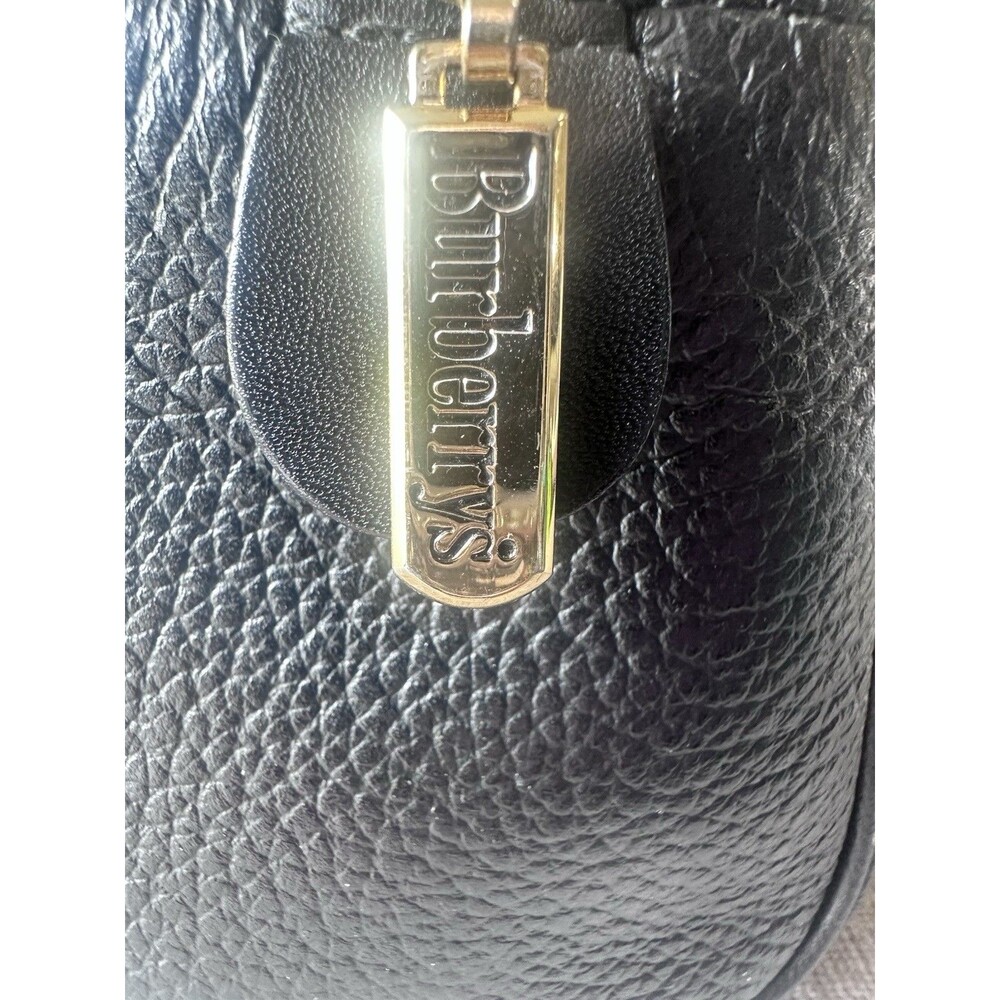Burberry black pebbled leather top handle handbag Nova Check Interior - Picture 4 of 16